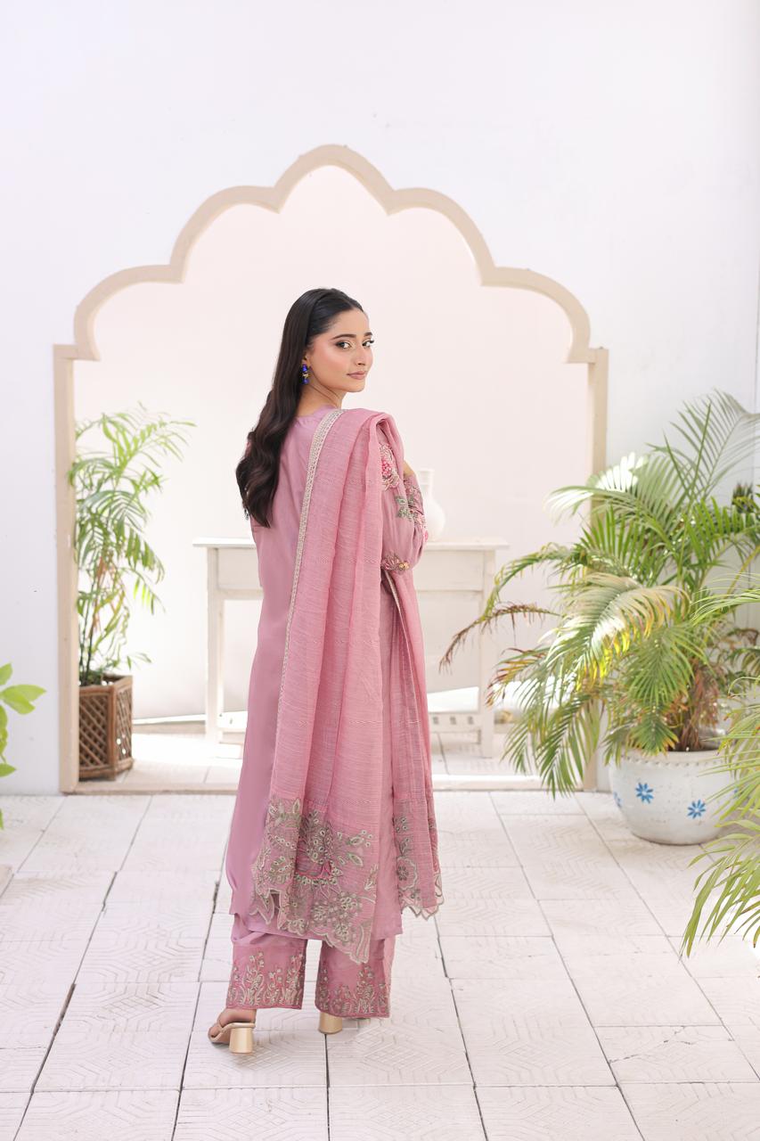 Mauve- Embroidered Koti Style 4-peice