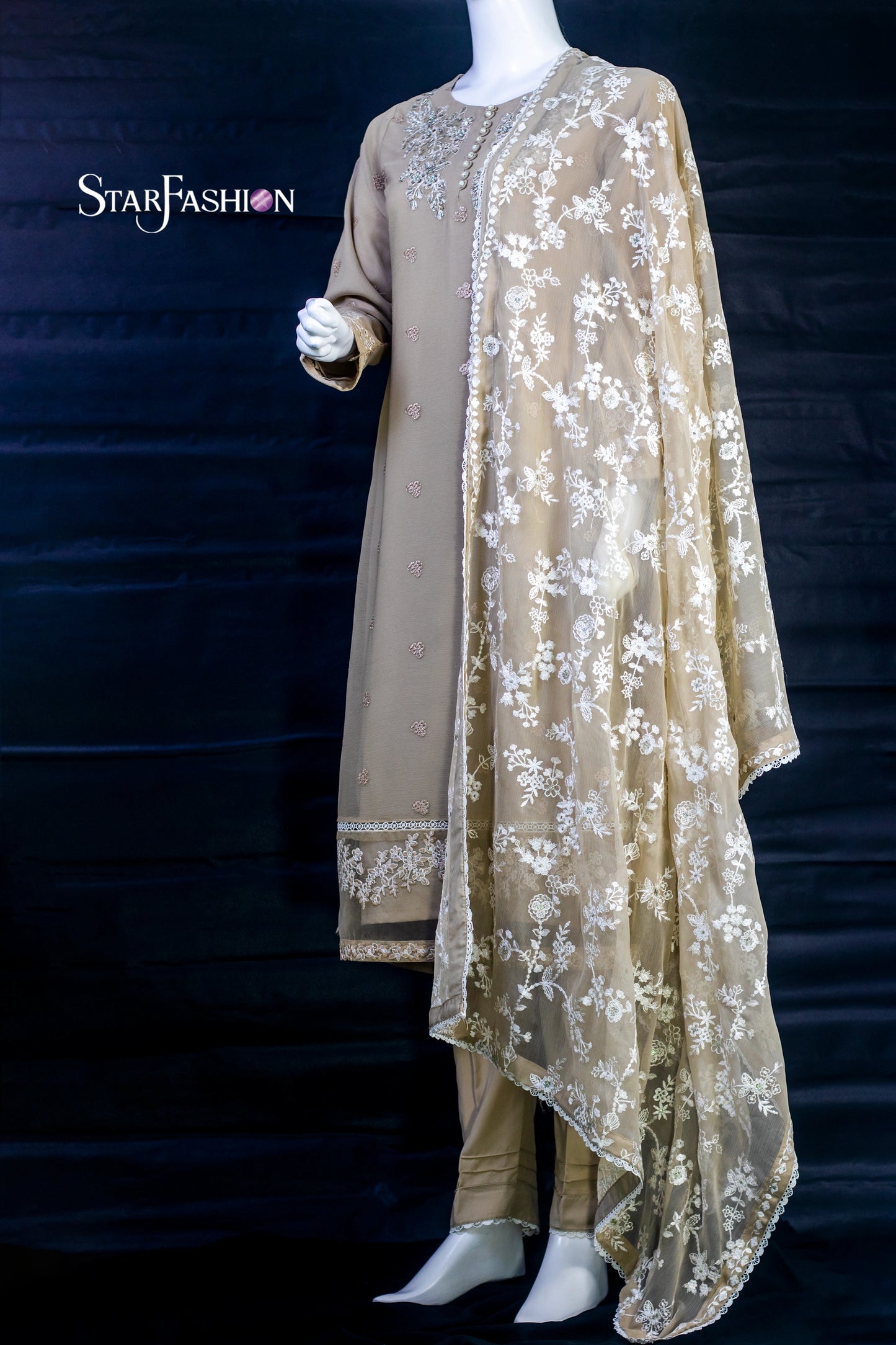 Elegant Chiffon Straight Shirt Set with Dupatta