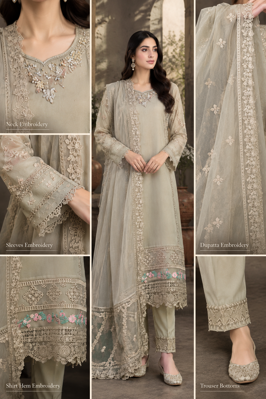 Timeless Grace – Chiffon Straight Shirt 3-Piece Suit