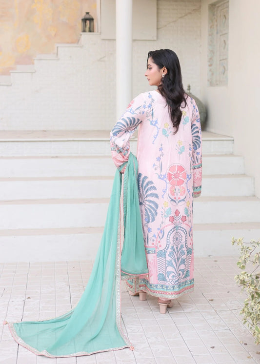 Step into effortless sophistication with this Pink Digital Print 3-Piece Stitched Suit, crafted from premium Bana Dora fabric for exceptional comfort and style. Featuring a beautifully designed digital print shirt, matching straight pants, and an airy chiffon dupatta, this ensemble brings together modern fashion and everyday wearability.
The relaxed fit ensures all-day comfort, while the vibrant pink hue adds a fresh and feminine touch, making it an ideal choice for casual outings, family gatherings, brunc