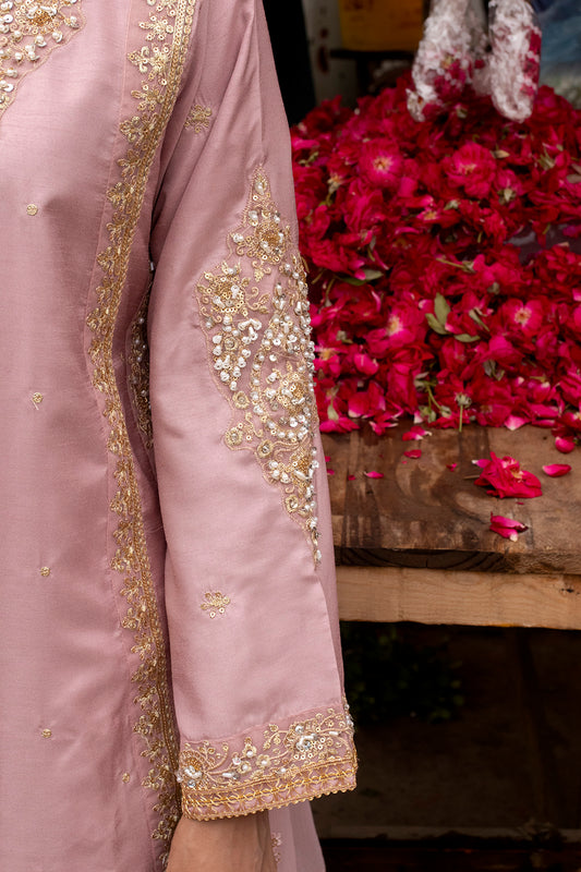 Pink Embroidered Russian Silk 3-Piece Suit