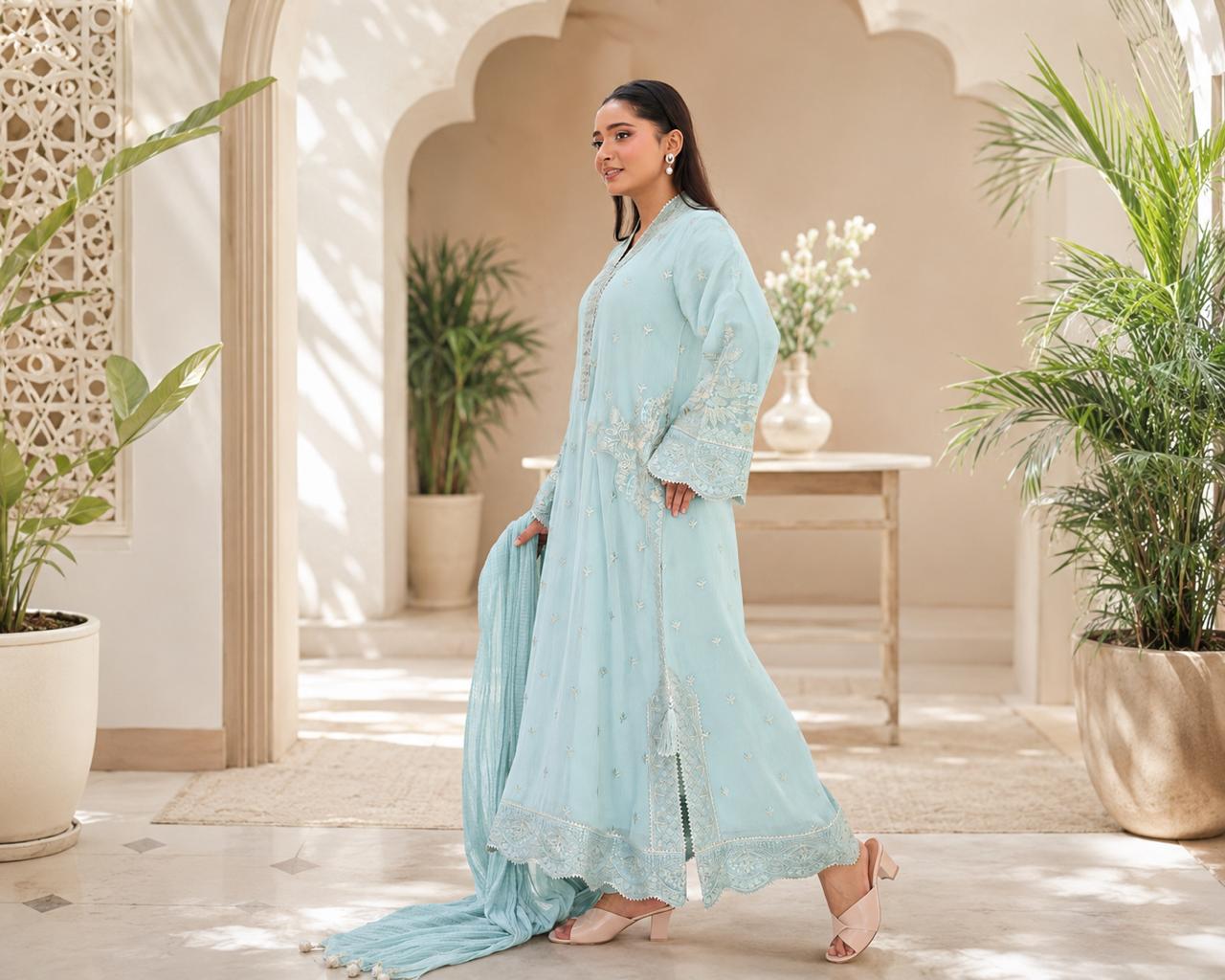 Ice Blue | 3-peice embroidered
