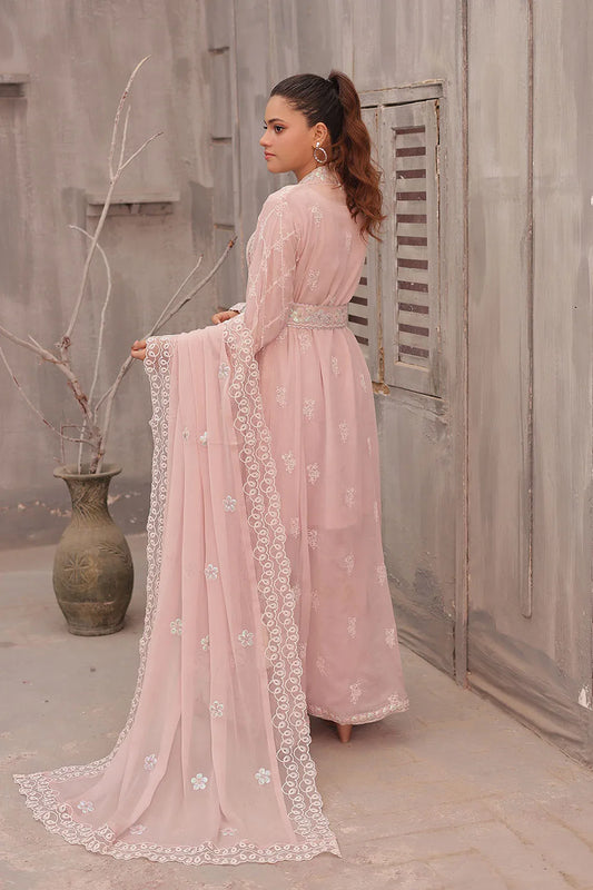 Luxury Silk Embroidered 4-Piece Outfit – Pastel Pink Ensemble