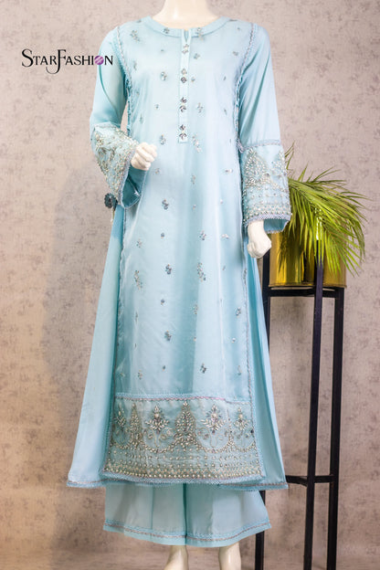 Crepe & Organza Gown with Dupatta