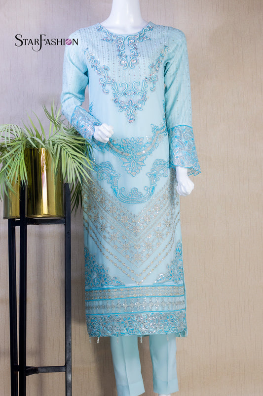 Stitched formal embroidered shirt+ bottom+ dupatta