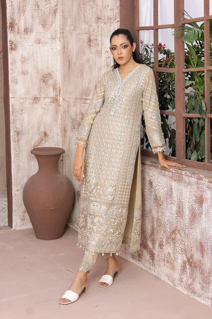 Embroidered Chiffon A-Line Suit with Net Dupatta