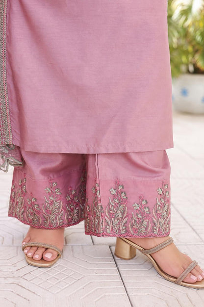 Mauve- Embroidered Koti Style 4-peice
