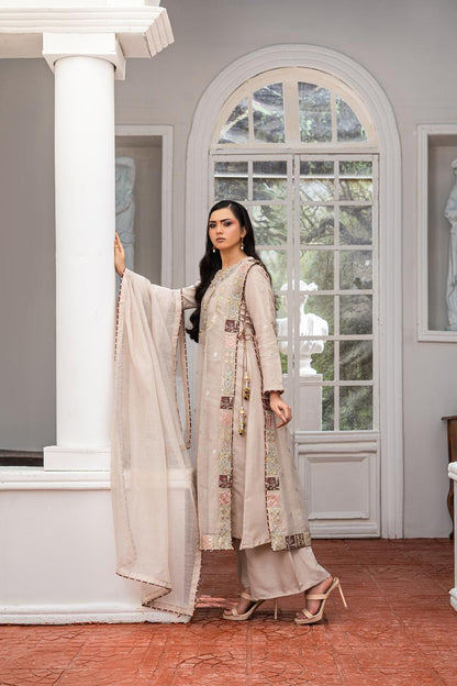 Taupe| khaddi embroidered | 4-peice suit