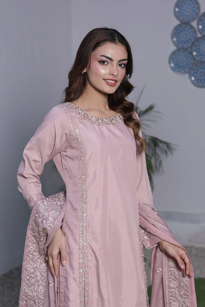 Silk Long A-Line Kurta Suit with Khaddi Net Dupatta