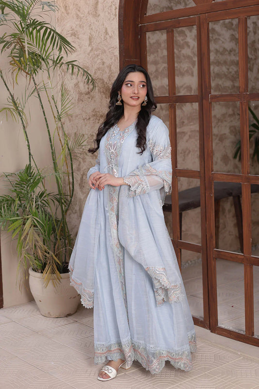 Embroidered Chiffon 4 Piece Coat Style Party Wear