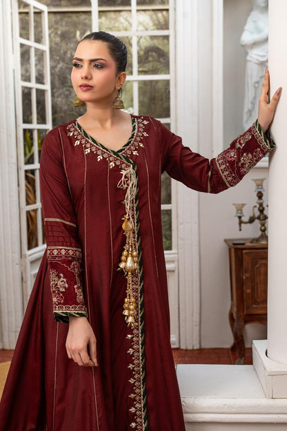 Blood Red | Banadora | Embroidered | 3-Piece Suit