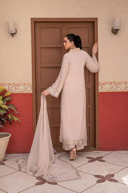 Taupe | Chiffon | Embroidered | 3-Piece Suit