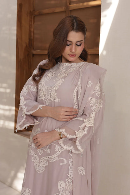 Chiffon A-Line Dress with Embroidered Dupatta & Gharara