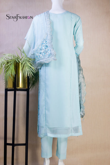 Stitched formal embroidered shirt+ bottom+ dupatta