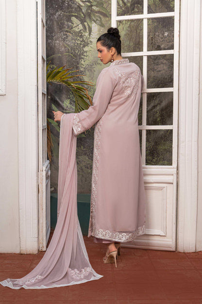 Baby pink | Chiffon | Embroidered | 4-Piece Suit