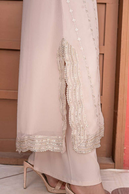 Taupe | Chiffon | Embroidered | 3-Piece Suit