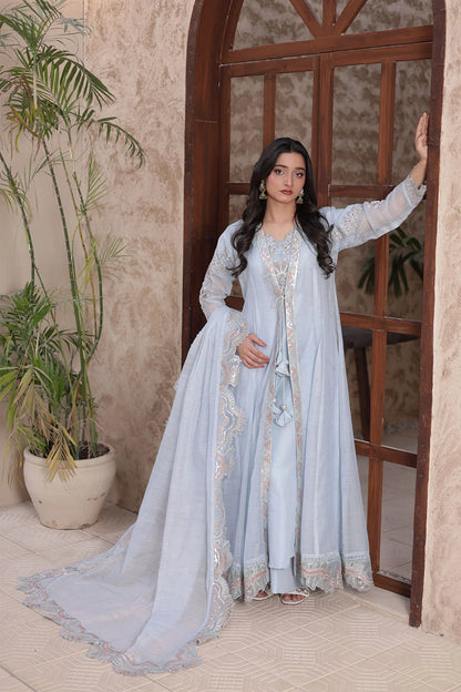 Embroidered Chiffon 4 Piece Coat Style Party Wear