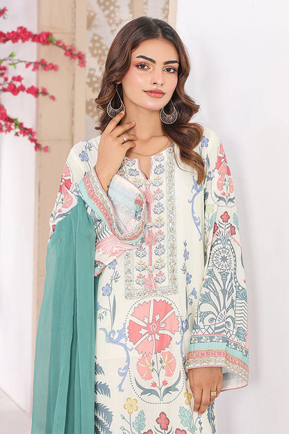Printed Chiffon Straight Kurta with Chiffon Dupatta