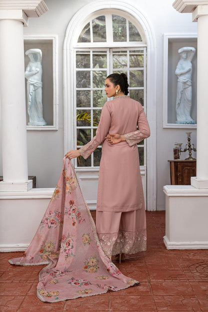 Dusty Rose | Russian Silk | Embroidered | 3-Piece Suit