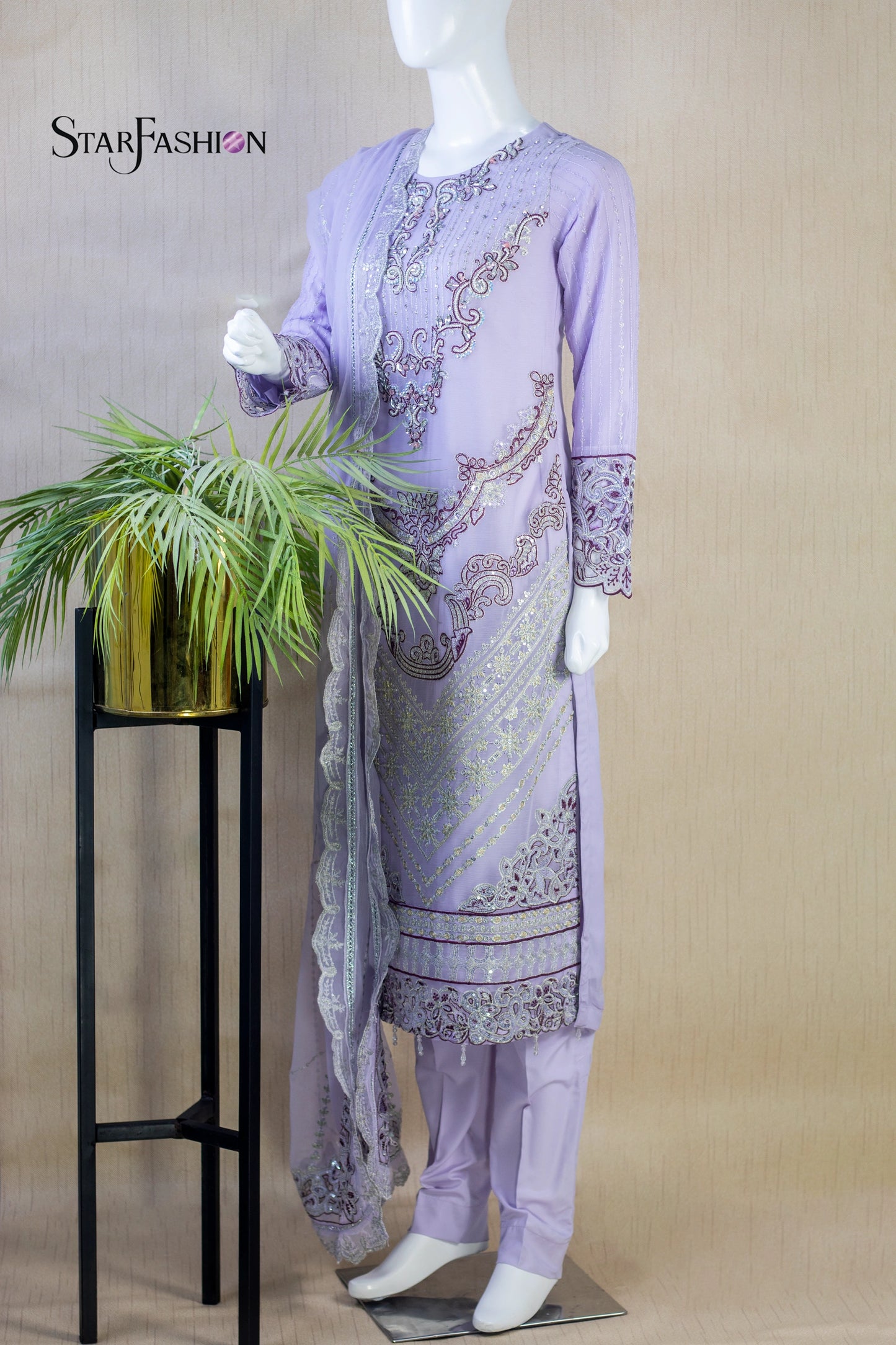 Stitched formal embroidered shirt+ bottom+ dupatta