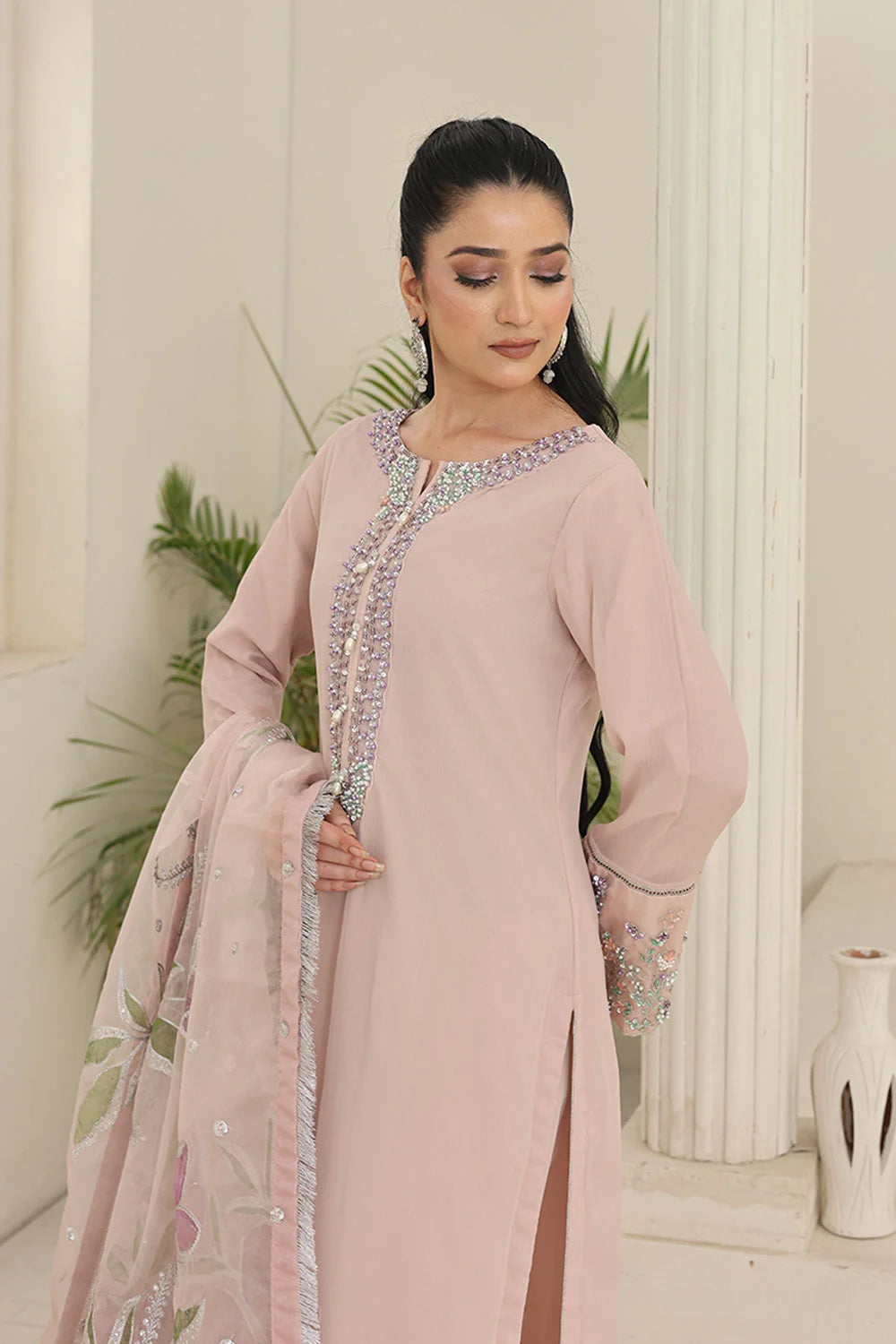 Timeless Festive Elegance – Embroidered Silk Straight Kurta Set SF-2430