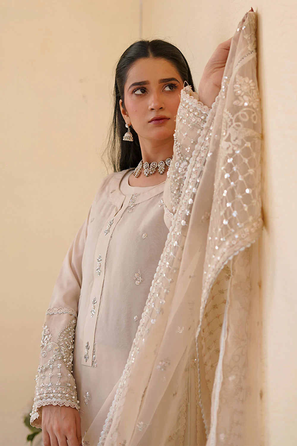 Crepe & Organza Gown with Dupatta