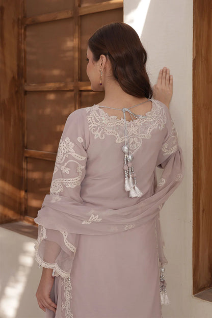 Chiffon A-Line Dress with Embroidered Dupatta & Gharara