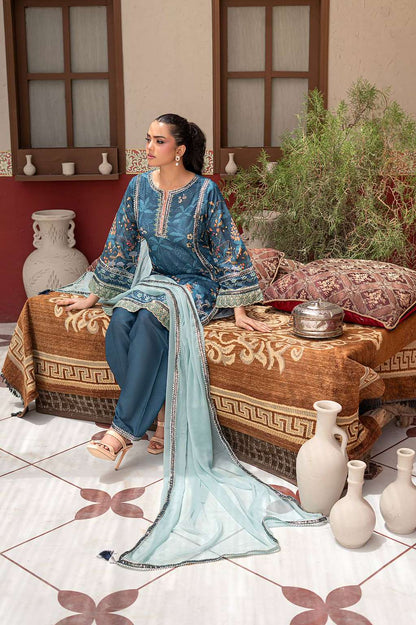 Peacock Blue | Banadora | Printed | 3-Piece Suit