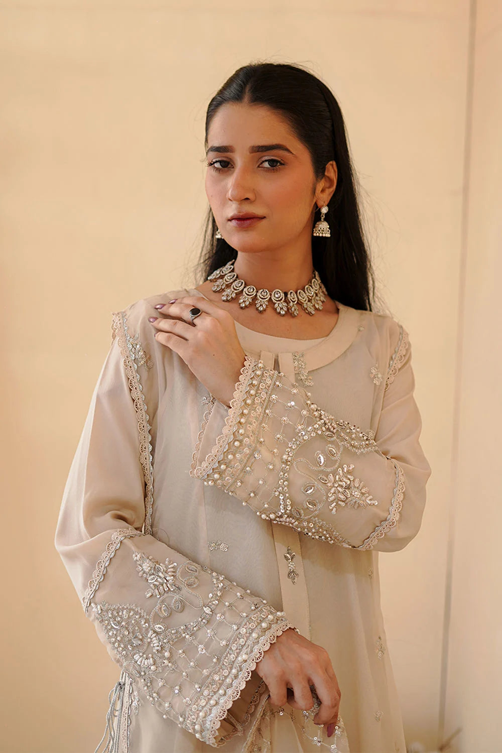 Crepe & Organza Gown with Dupatta
