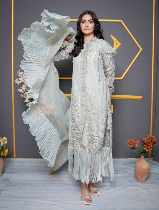 3 Piece Embroidered Organza Suit for Women
