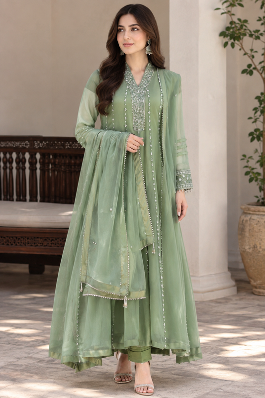 Celestial Flow – Chiffon Frock 3-Piece Suit