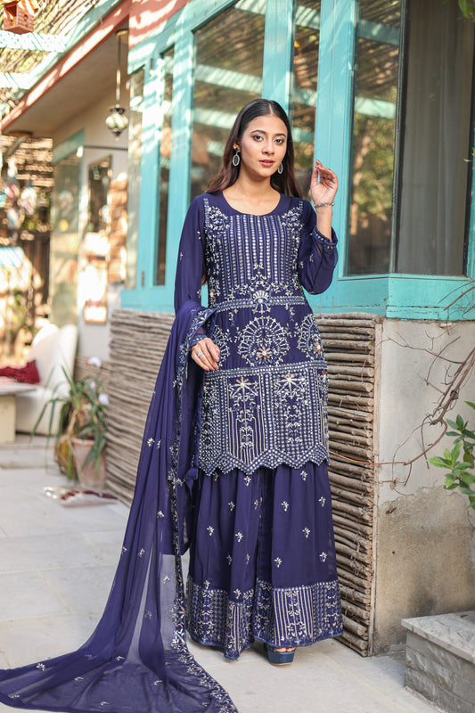 SF-2269 Navy Blue Chiffon Dress