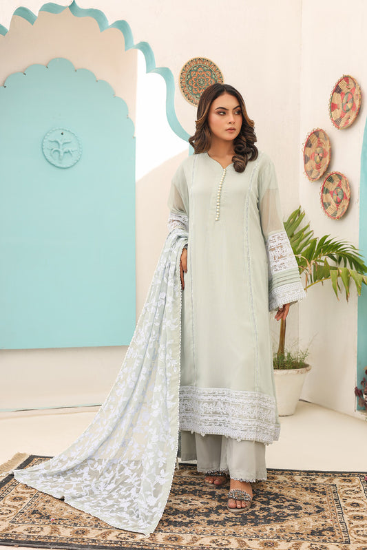 3 Piece Unstitched Chiffon Palazzo Dress