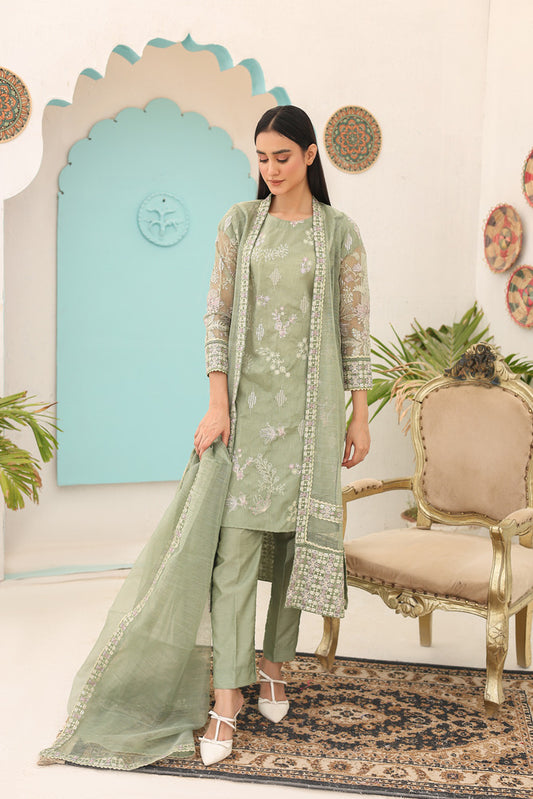 3 Piece Mint Green Chiffon Dress