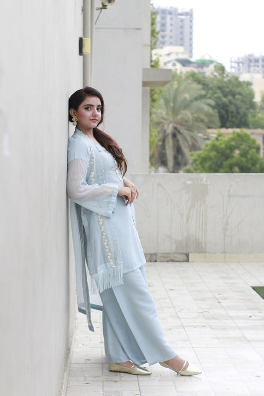 Sky Blue Chiffon Dress
