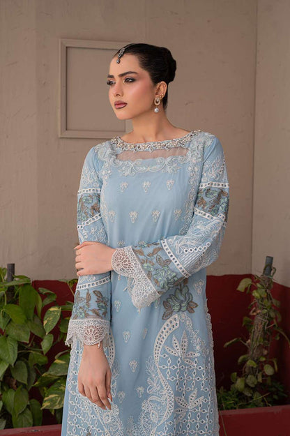 Baby Blue | Chiffon | Embroidered | 3-Piece Suit