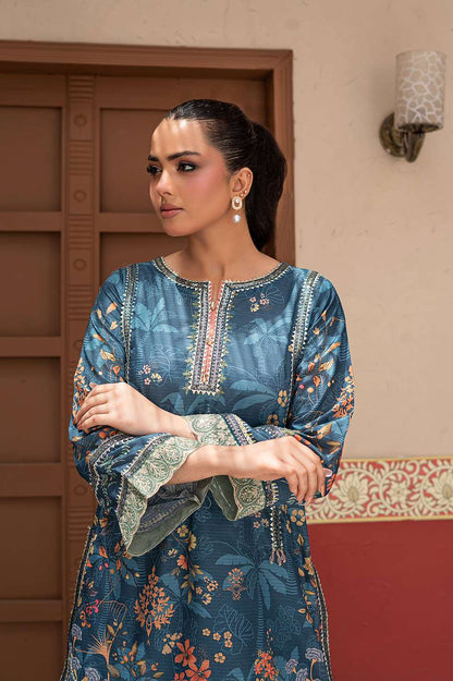 Peacock Blue | Banadora | Printed | 3-Piece Suit