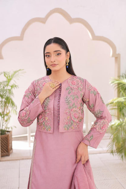 Mauve- Embroidered Koti Style 4-peice