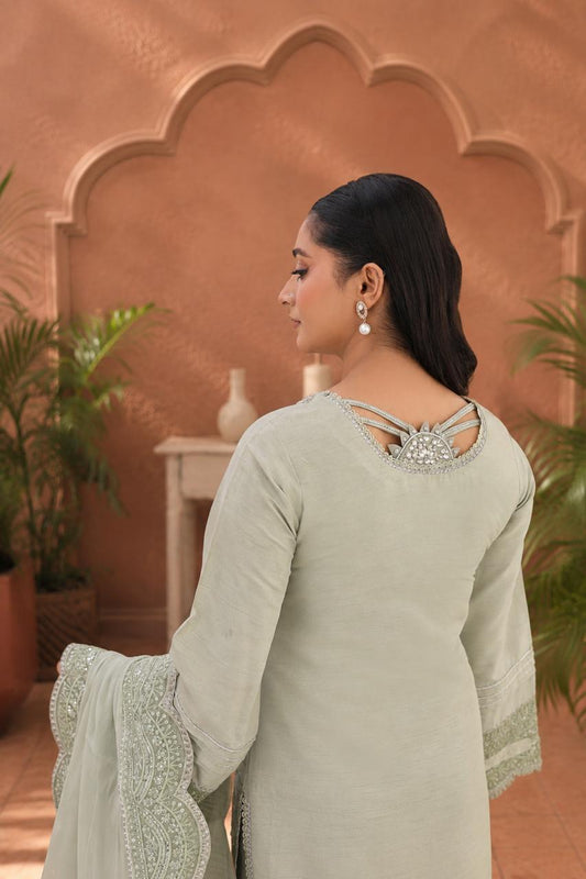 Pistachio 3-peice Embroidered suit