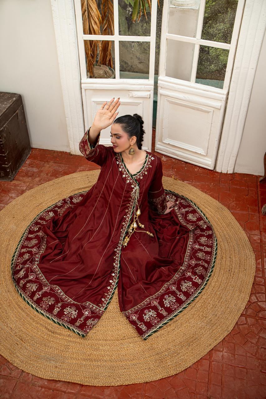 Blood Red | Banadora | Embroidered | 3-Piece Suit