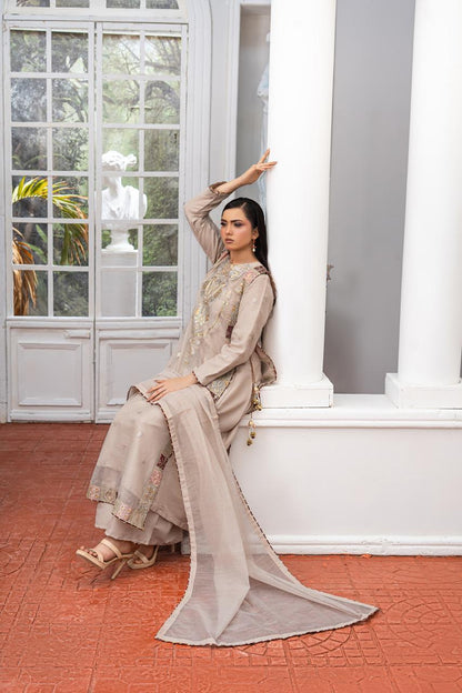Taupe| khaddi embroidered | 4-peice suit