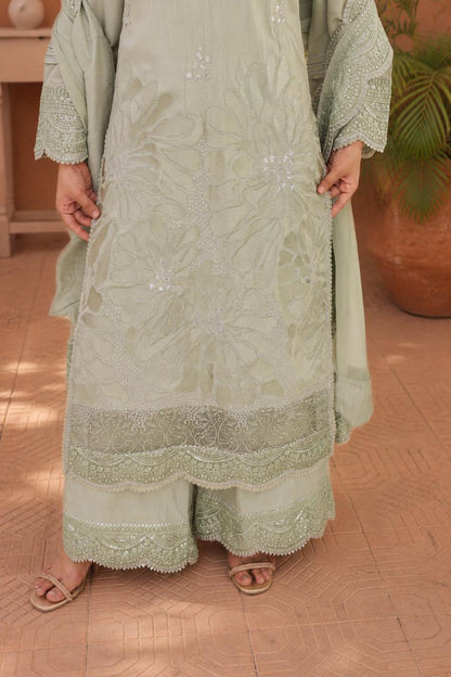 Pistachio 3-peice Embroidered suit