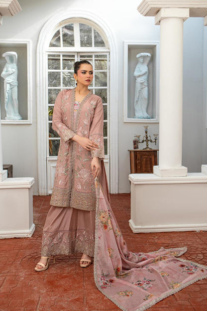 Dusty Rose | Russian Silk | Embroidered | 3-Piece Suit