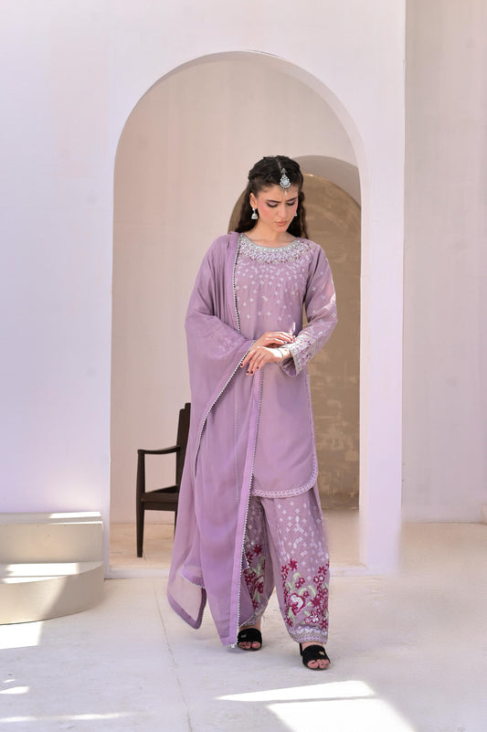 Lilac Raw Silk Dress