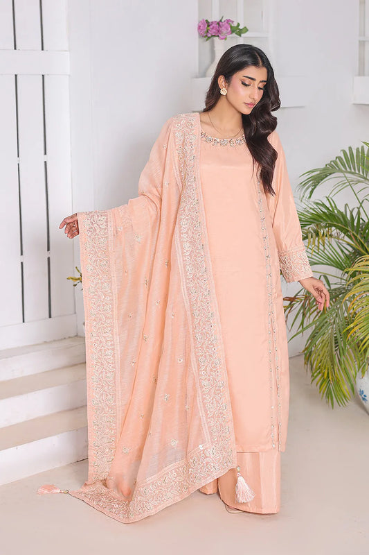 Embroidered Raw Silk A-Line Palazzo Suit